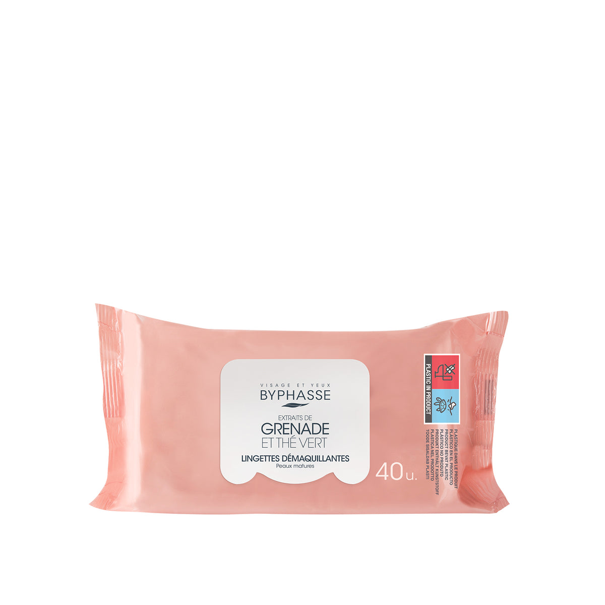 TOALLITAS DESMAQUILLANTES EXTRACTO DE GRANADA Y TÉ VERDE PIEL MADURA 40U. BYPHASSE
