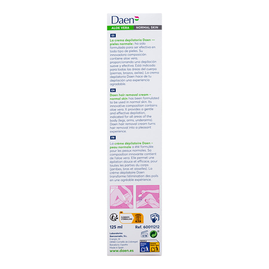 Crema depilatoria Piel normal - Aloe Vera 125 ml. DAEN