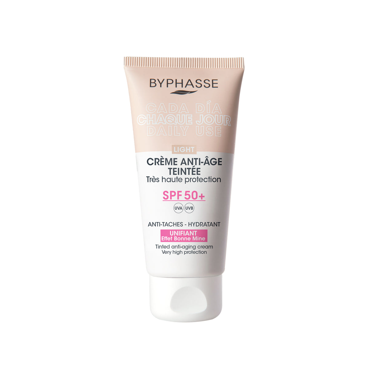 CREMA FACIAL ANTIEDAD CON COLOR LIGHT SPF 50+ 50ML. BYPHASSE