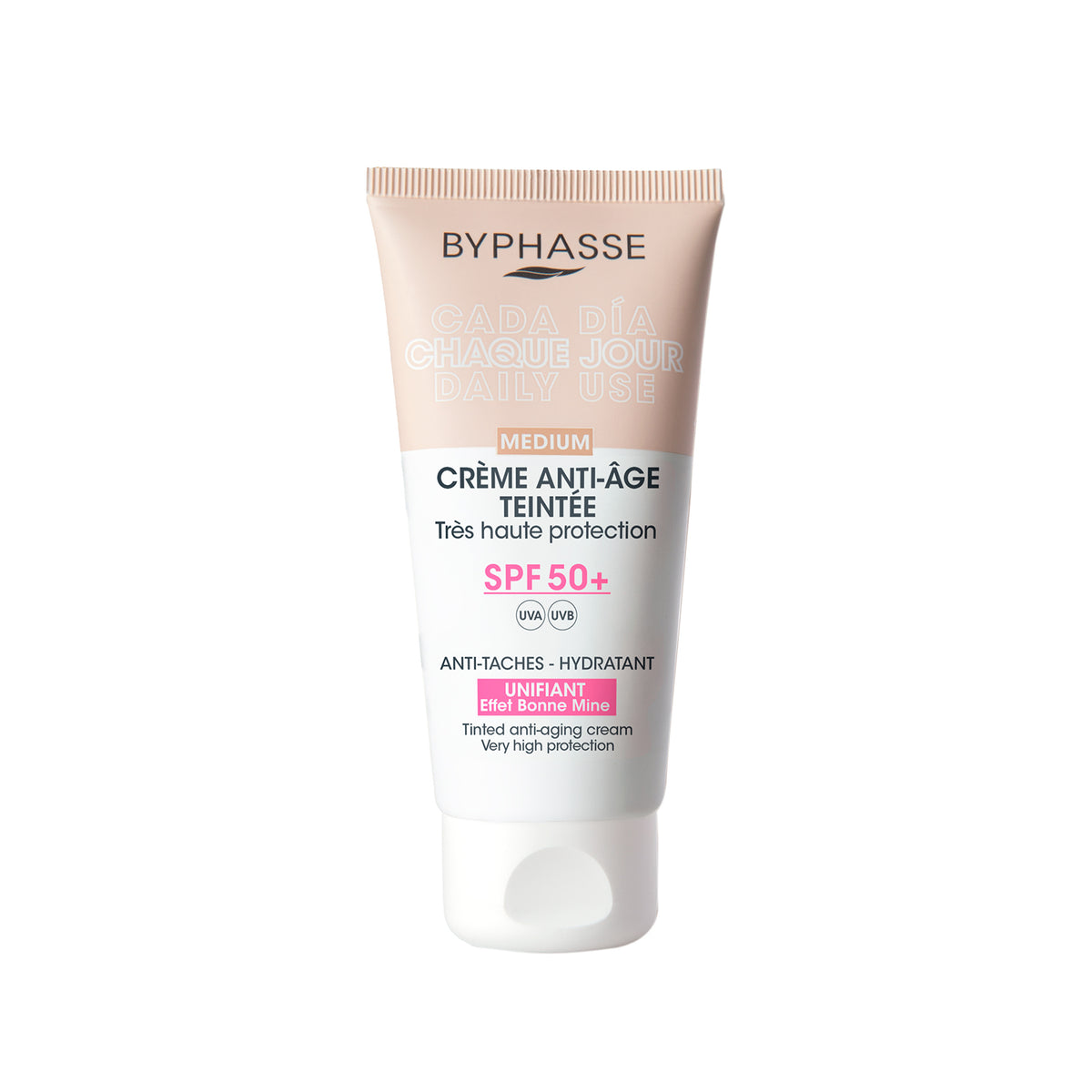 CREMA FACIAL ANTIEDAD CON COLOR MEDIUM SPF 50+ 50ML. BYPHASSE