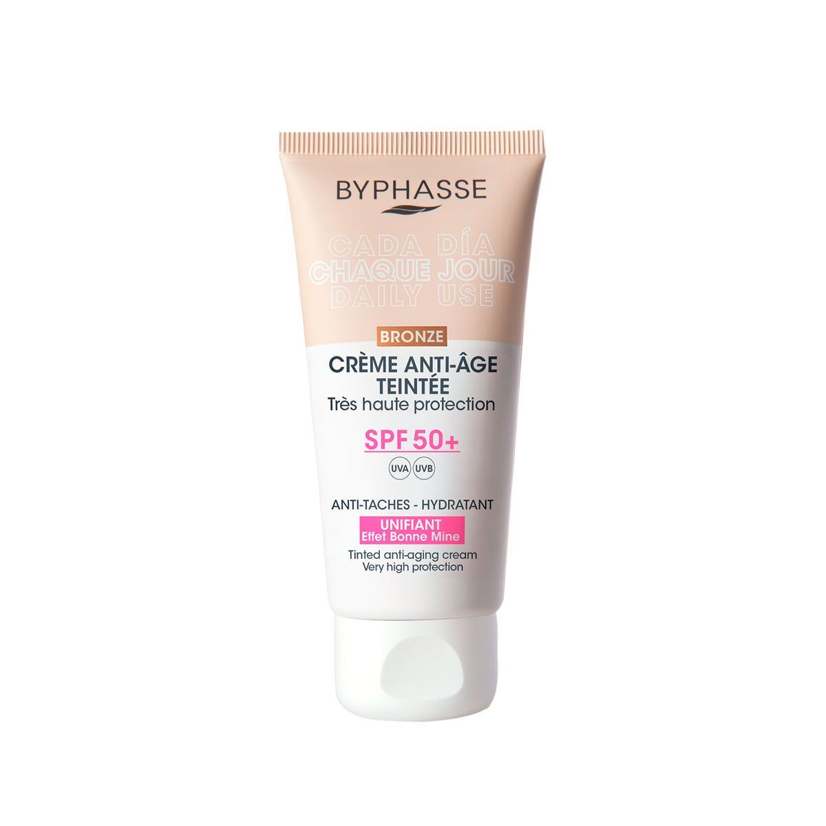 CREMA FACIAL ANTIEDAD CON COLOR BRONZE SPF 50+ 50ML. BYPHASSE