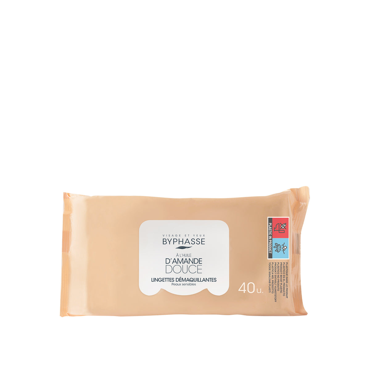 TOALLITAS DESMAQUILLANTES ACEITE DE ALMENDRA DULCE PIEL SENSIBLE 40U. BYPHASSE