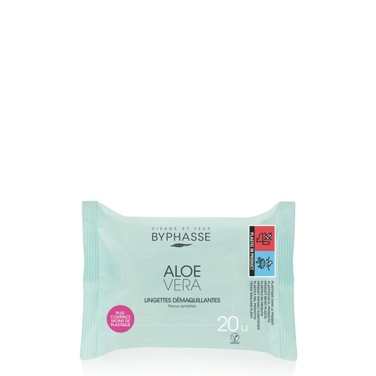 TOALLITAS DESMAQUILLANTES CON ALOE VERA PIEL SENSIBLE 20U.