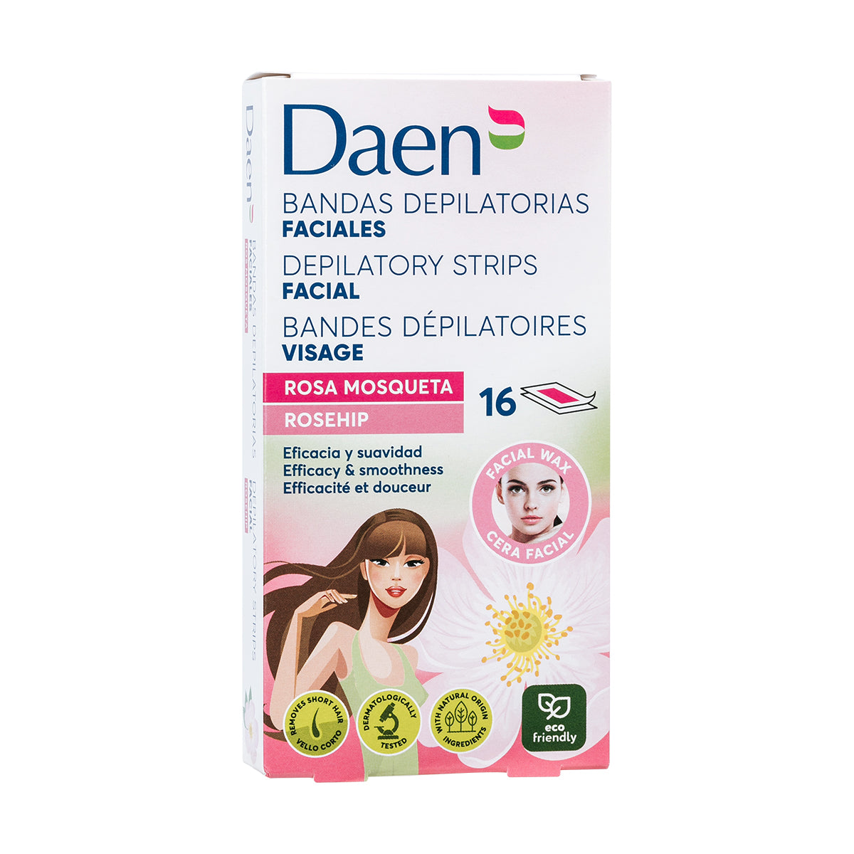 Bandas de cera facial Rosa Mosqueta 16 uds. DAEN