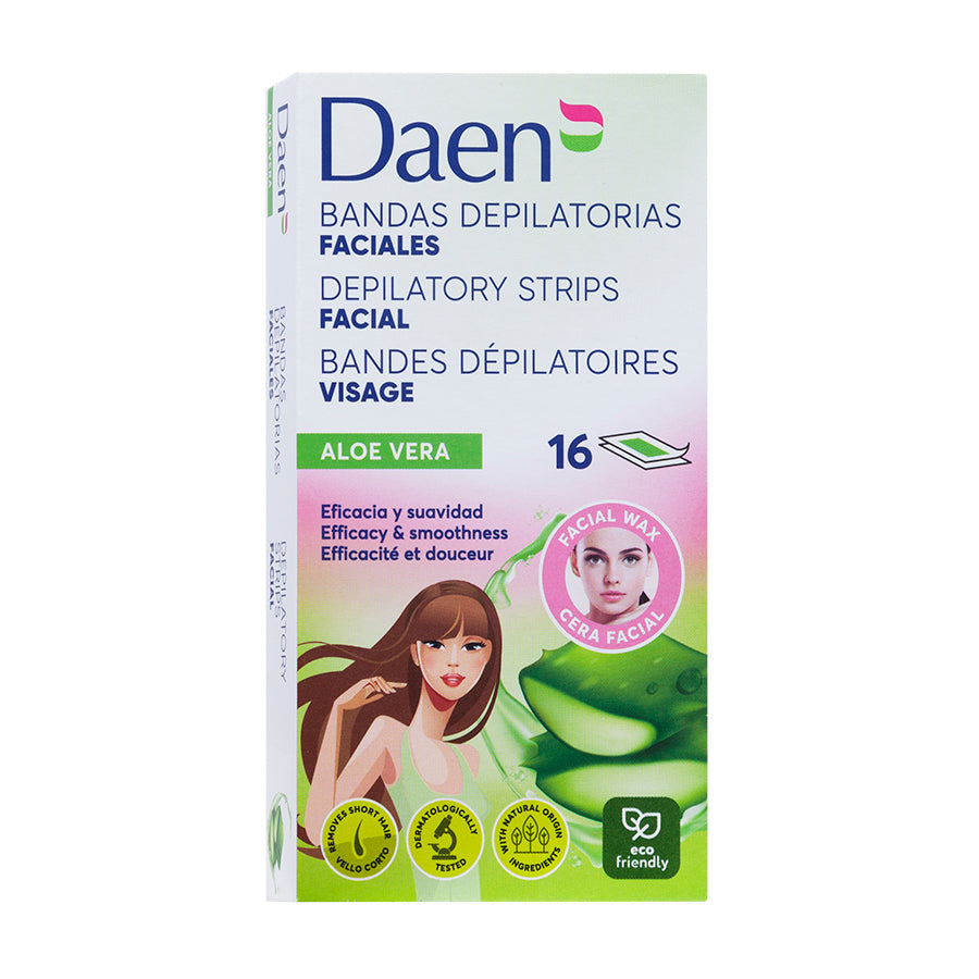 Bandas de cera facial  Aloe Vera 16 uds. DAEN