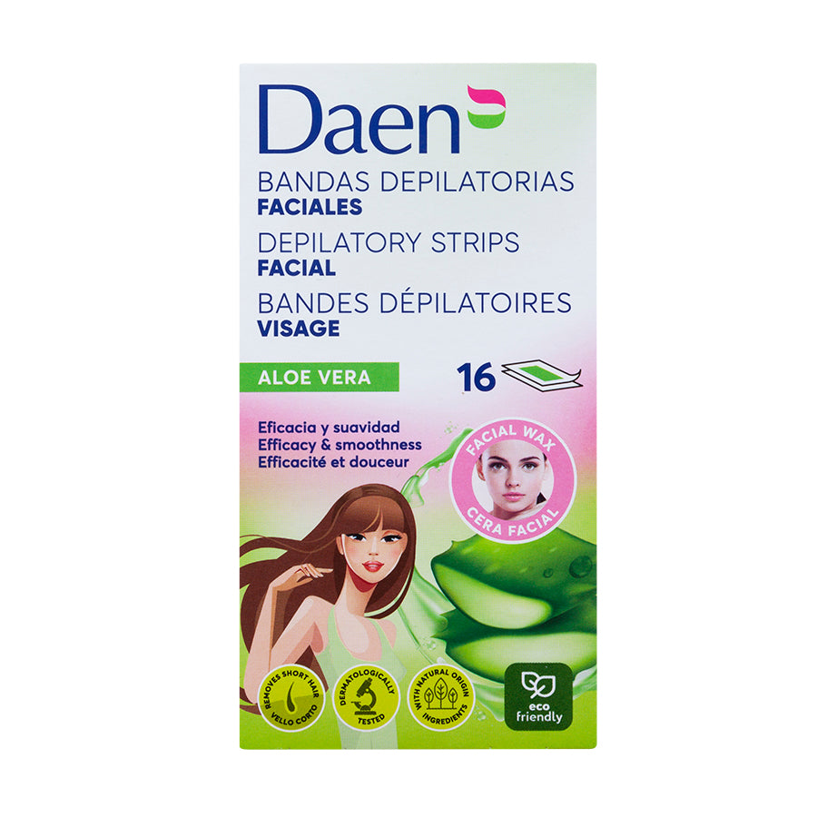 Bandas de cera facial  Aloe Vera 16 uds. DAEN