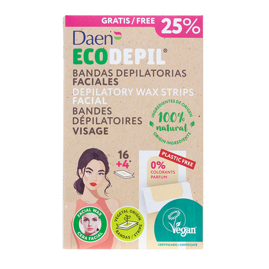 Bandas de cera facial 16 uds. ECODEPIL, DAEN