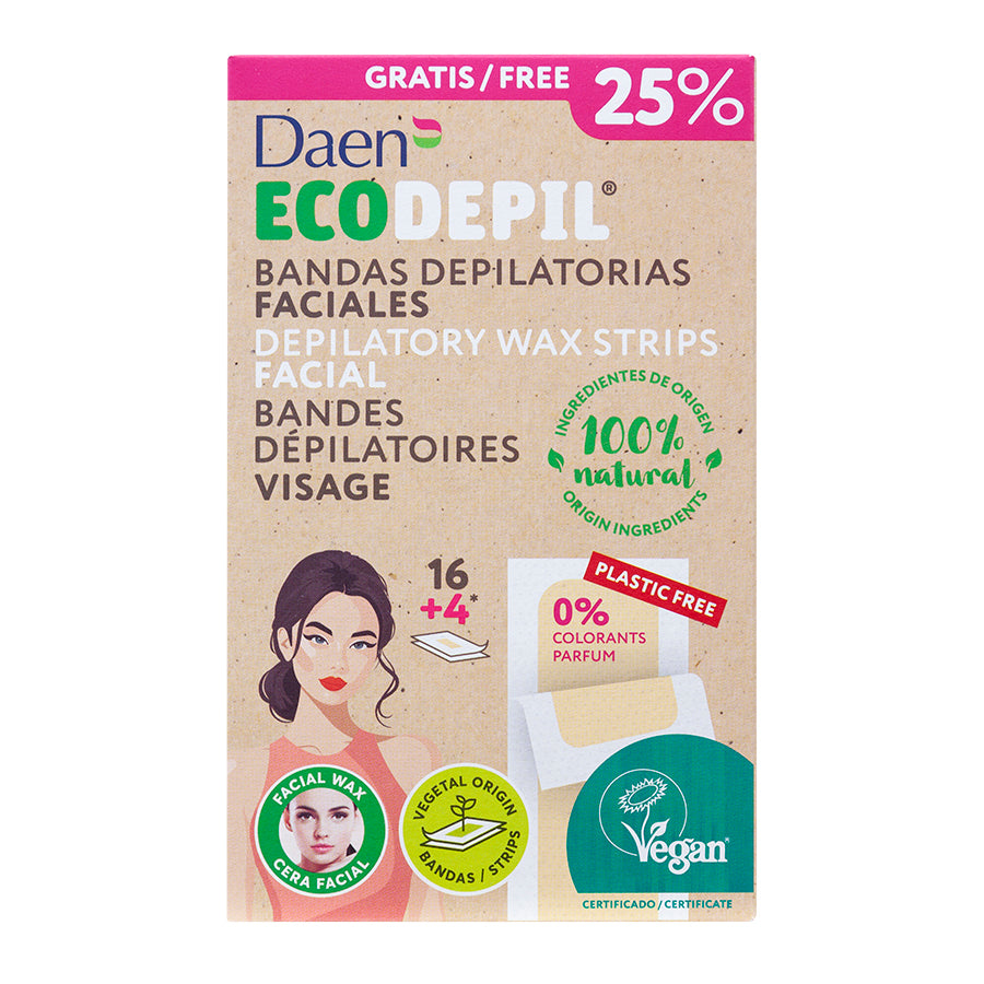 Bandas de cera facial 16 uds. ECODEPIL, DAEN