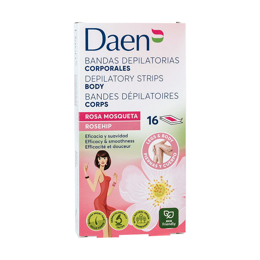 Bandas de cera corporal Rosa Mosqueta 16 uds. DAEN