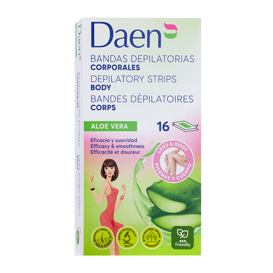 Bandas de cera corporal Aloe Vera 16 uds. DAEN