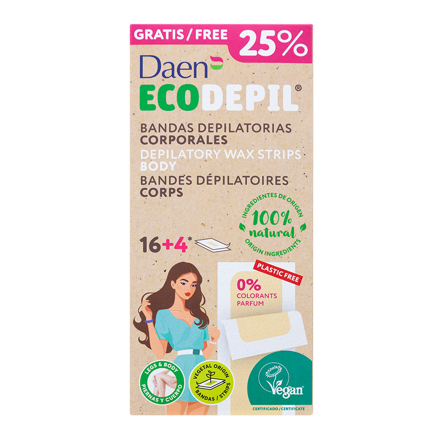 Bandas de cera corporal 16 uds. ECODEPIL, DAEN