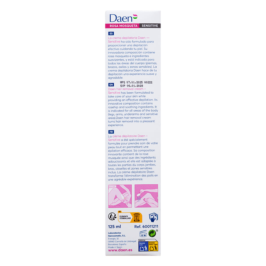 Crema depilatoria Piel sensible - Rosa Mosqueta 125 ml. DAEN