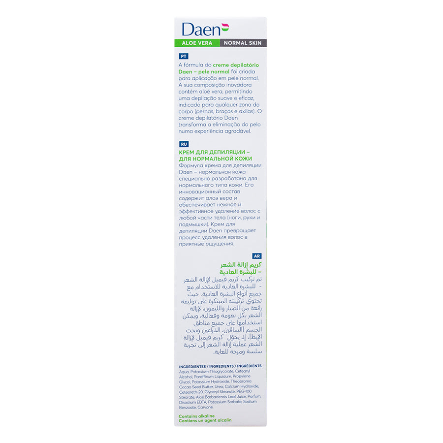 Crema depilatoria Piel normal - Aloe Vera 125 ml. DAEN
