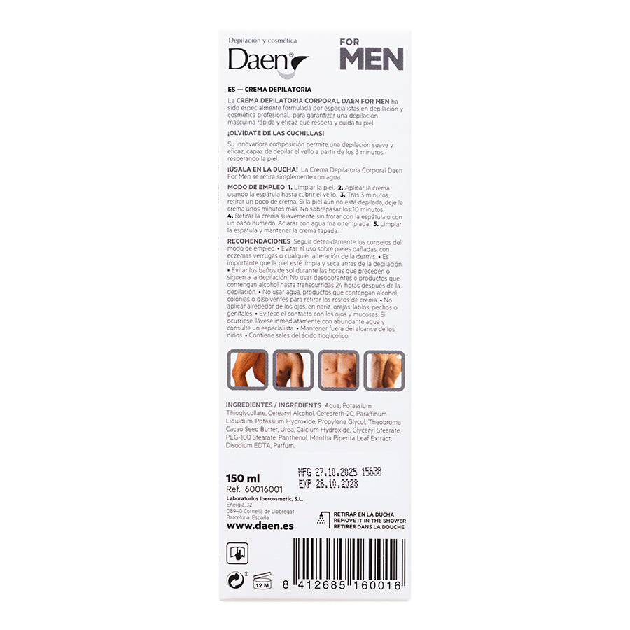 Crema depilatoria para HOMBRE 150 ml. DAEN