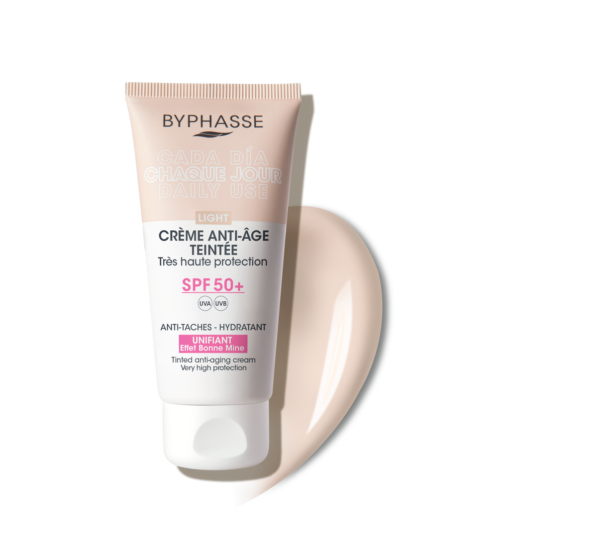 CREMA FACIAL ANTIEDAD CON COLOR LIGHT SPF 50+ 50ML. BYPHASSE